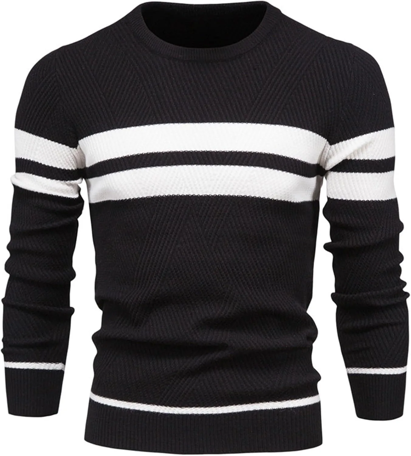 Мужской свитер с полосками, Casual, Crew Neck, цветной блок