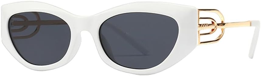 

Модные винтажные солнцезащитные очки «кошачий глаз» с угловыми линзами, женские, с металлическим декором, мужские, в маленькой оправе, с защитой от УФ-излучения HVTVTLA, White Gray