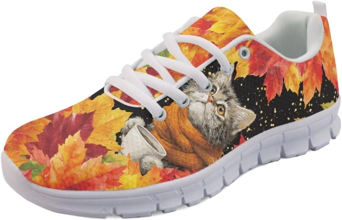 

Кроссовки Forchrinse с винтовым тай-дай принтом для мужчин и женщин, легкие модные кроссовки для бега и прогулок, Cat Maple Leaf