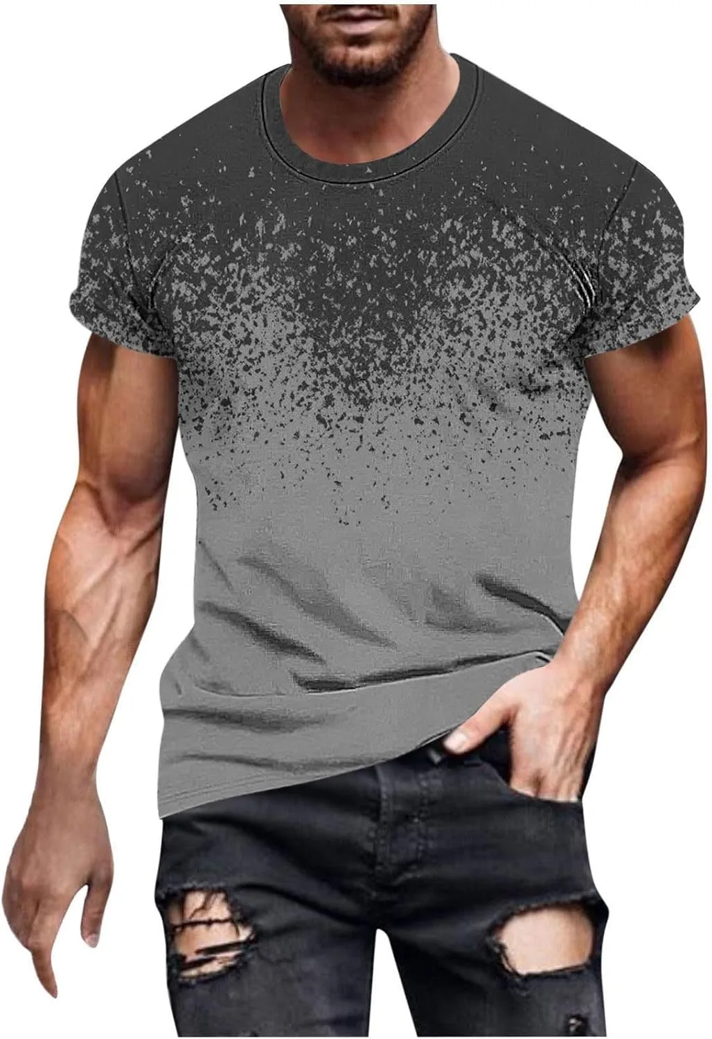 

Мужская футболка с коротким рукавом, свободный крой, градиентный принт