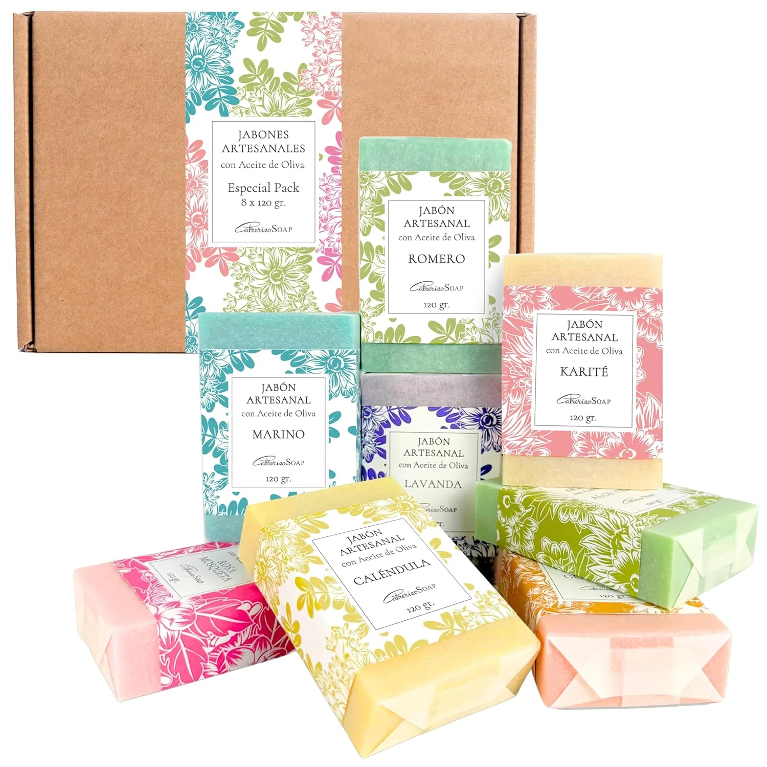 Набор из 8 кусков натурального мыла с оливковым маслом, 8 x 120 г Cabrerizo Soap