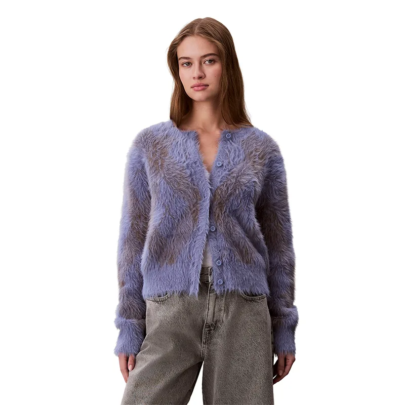 Кардиган женский вязаный с круглым вырезом Calvin Klein, C4I-Diamond Pattern Blue