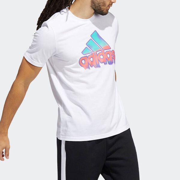 Футболка men's ss22 alphabet logo round neck short sleeve white t-shirt Adidas, мультиколор — фото 4