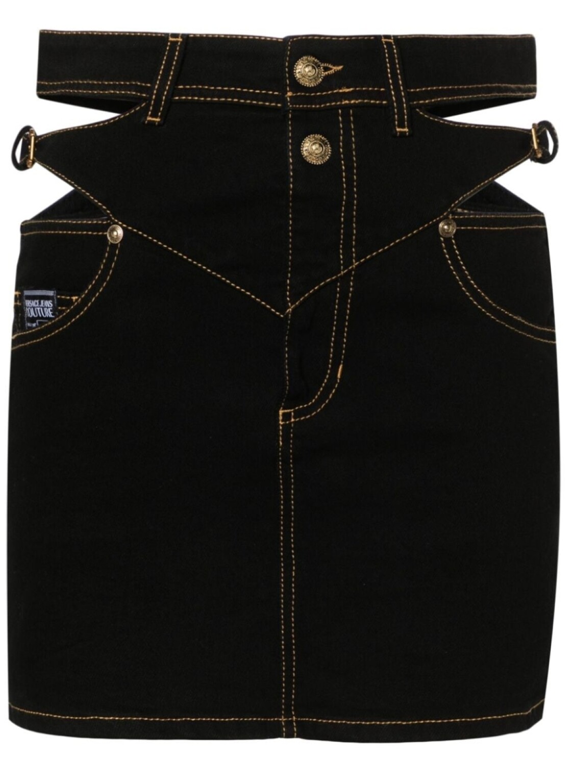 

Versace Jeans Couture джинсовая юбка мини с пряжками Baroque, черный