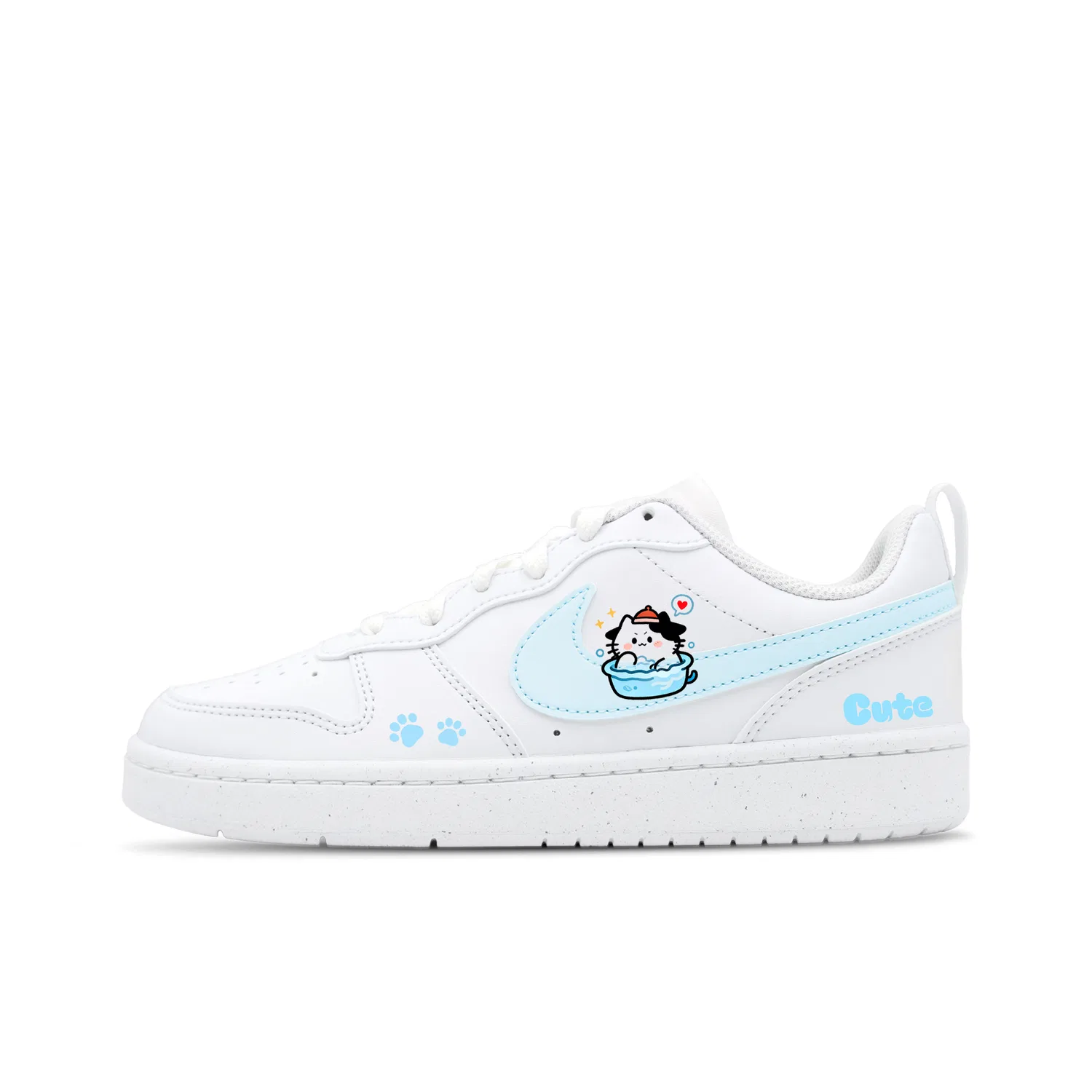 Кеды для скейтбординга Nike Court Borough Cow Cat Leather Anti Kick Cushioning Breathable Low Top Сине-белые