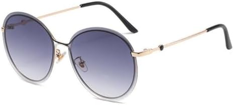 

Солнцезащитные очки 2026 года для женщин, без оправы, винтажные, с градиентным переходом цвета, защита от УФ-излучения UV400, модные круглые очки-маска MTZJH, Gold Gray