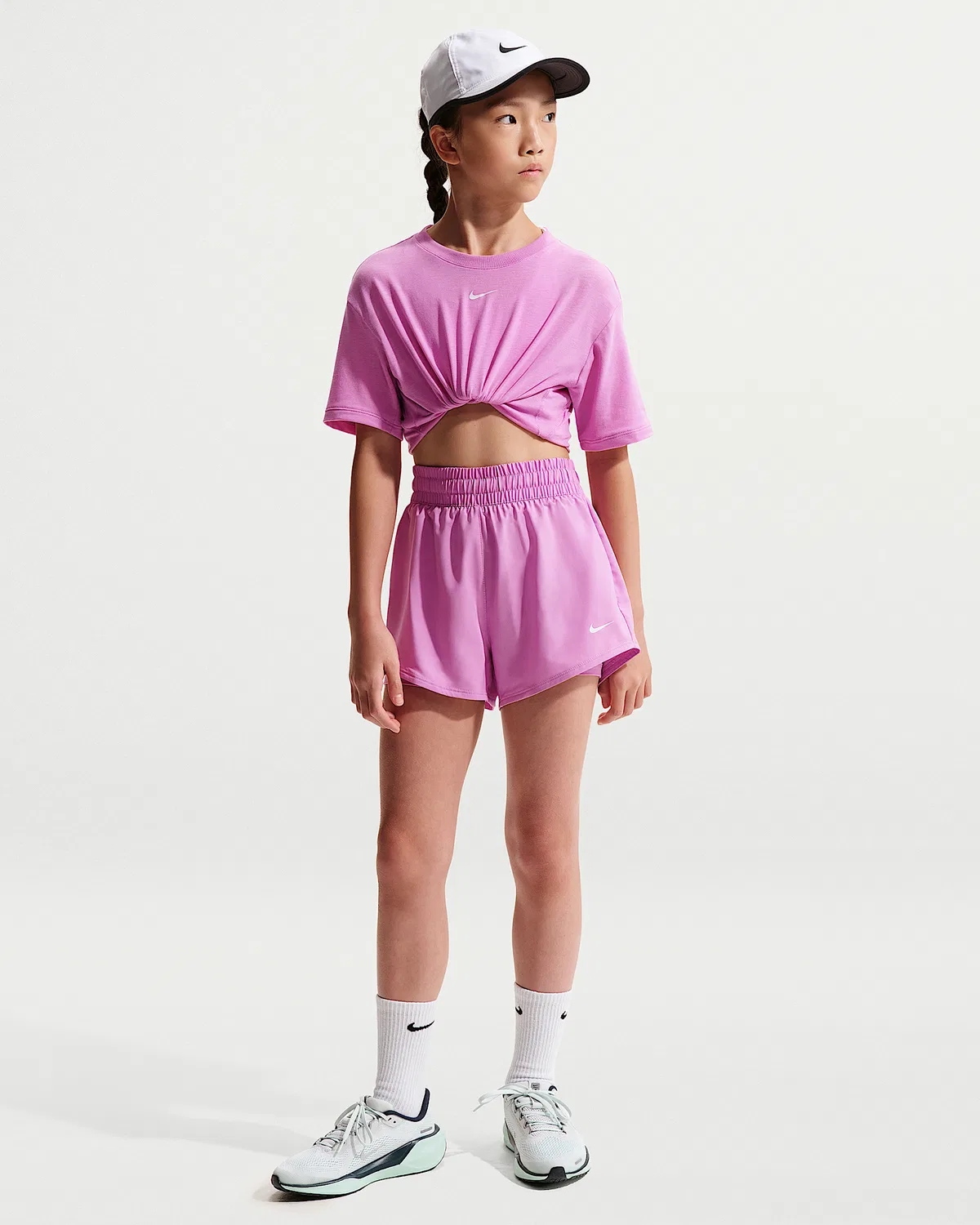 Девчачьи шорты Nike One Dri-FIT 3" 2-in-1, Light Magenta/White