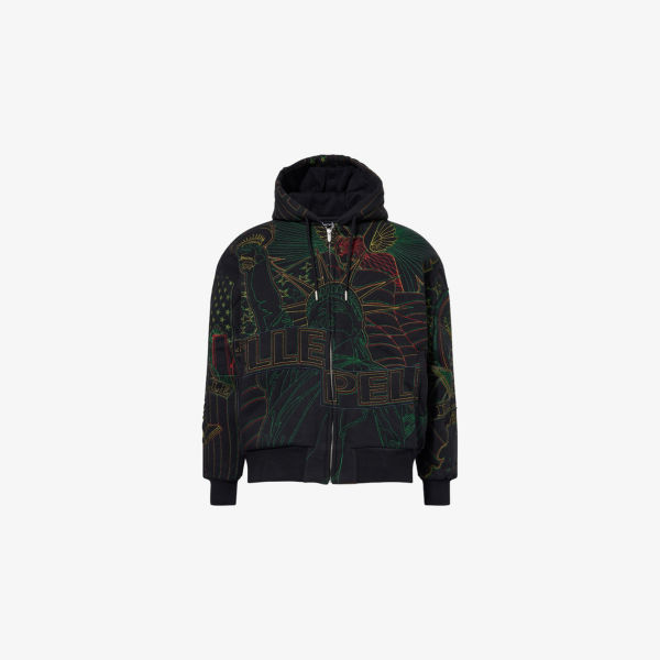 

Худи Who Decides War by EV Bravado x Pelle Pelle из хлопкового микса с вышивкой на молнии, мультиколор