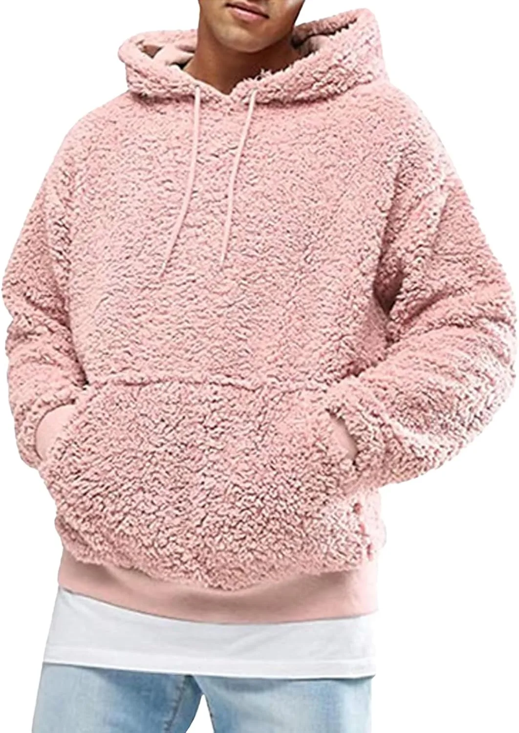 

Мужская флисовая худи с капюшоном, длинный рукав, карман Zhyaj