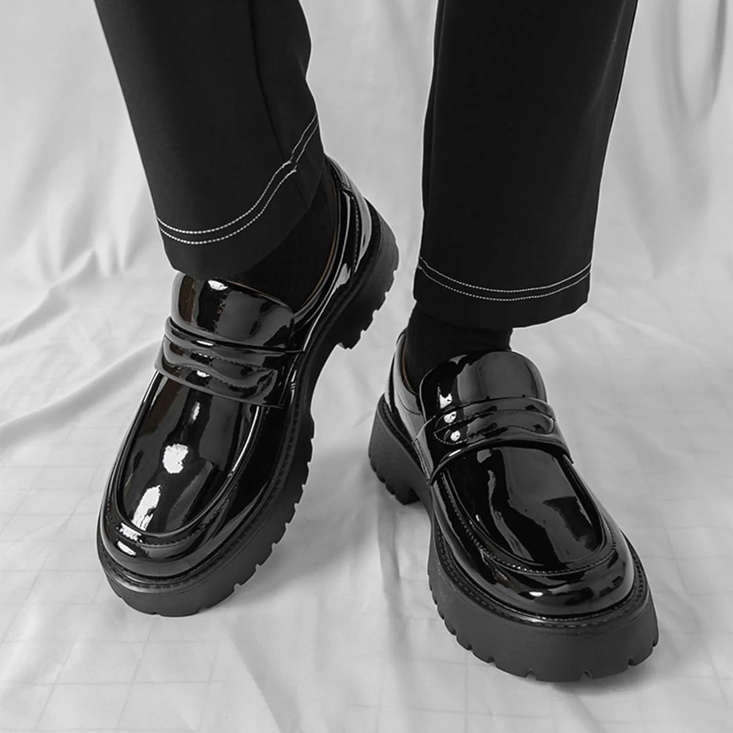 Лоферы мужские классические Slip On Platform, Black OXNGEOS — фото 2