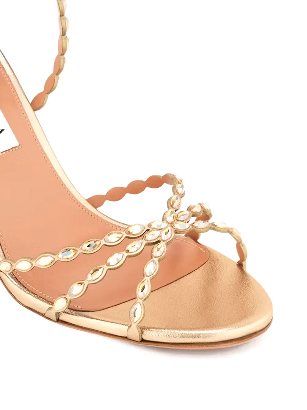 Босоножки Love Struck 85 с фестонами Aquazzura, золотой — фото 2