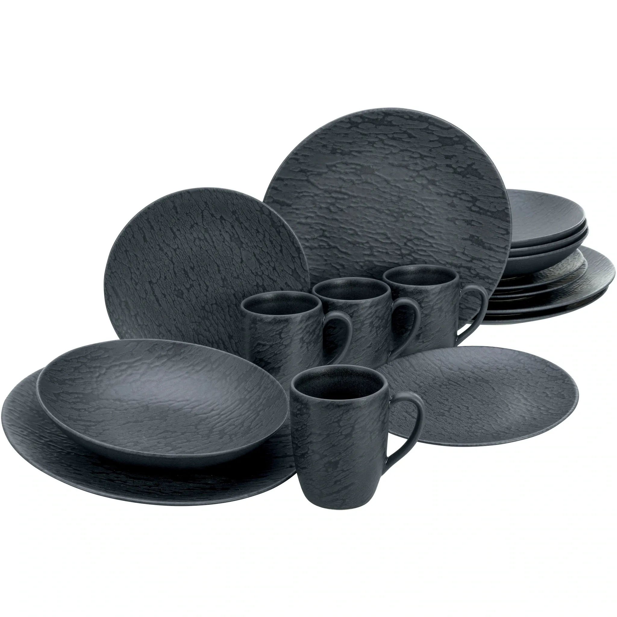 

Комбинированный сервиз CreaTable «Slate Black» (набор, 16 предметов), прочный, устойчивый к царапинам, сатиновая глазурь, черный