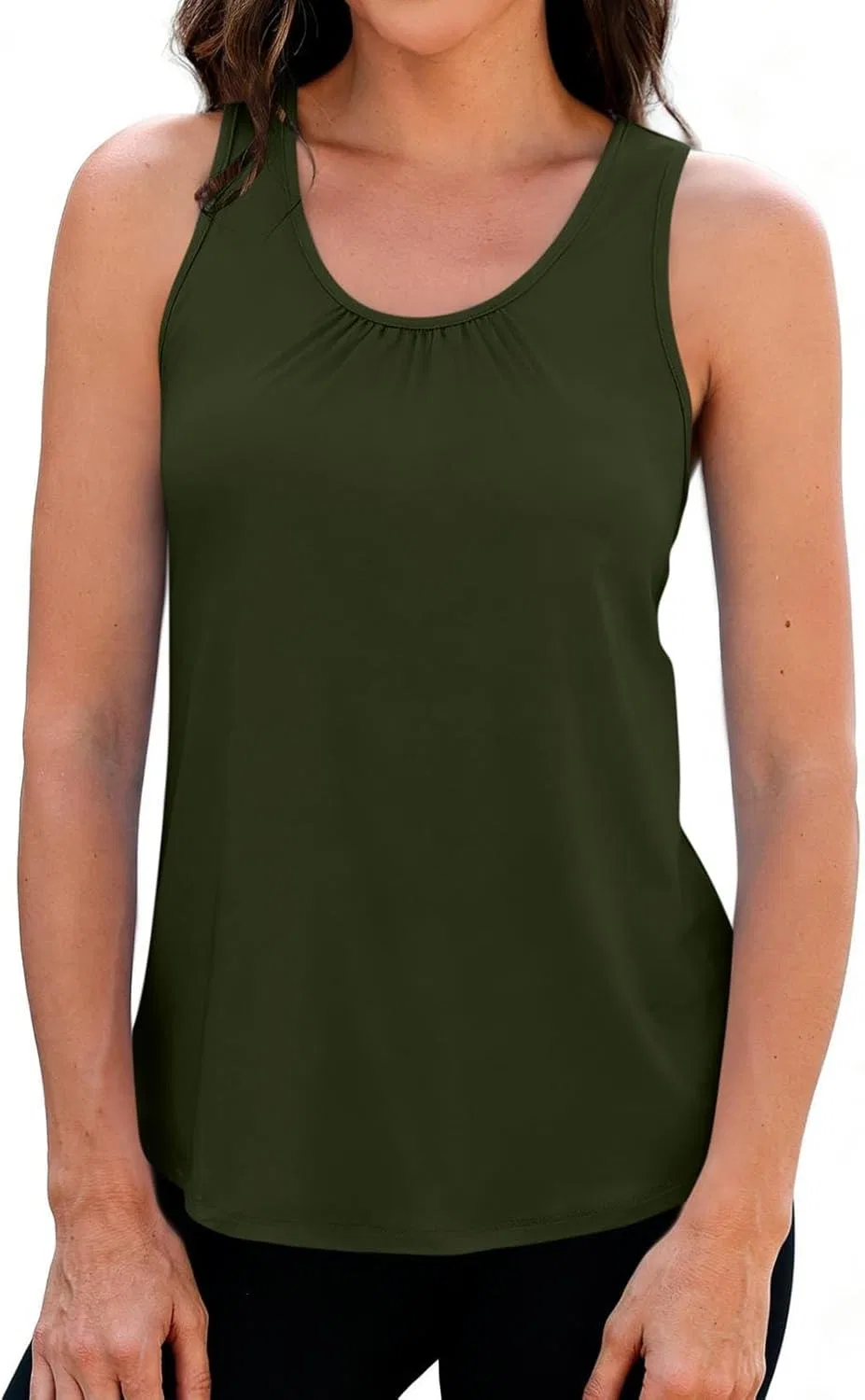 Танк топ женский, свободный крой, Racerback, Green