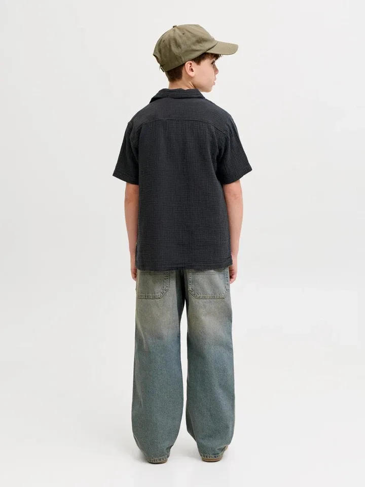 Рубашка хлопковая JACK & JONES Junior, черный — фото 3