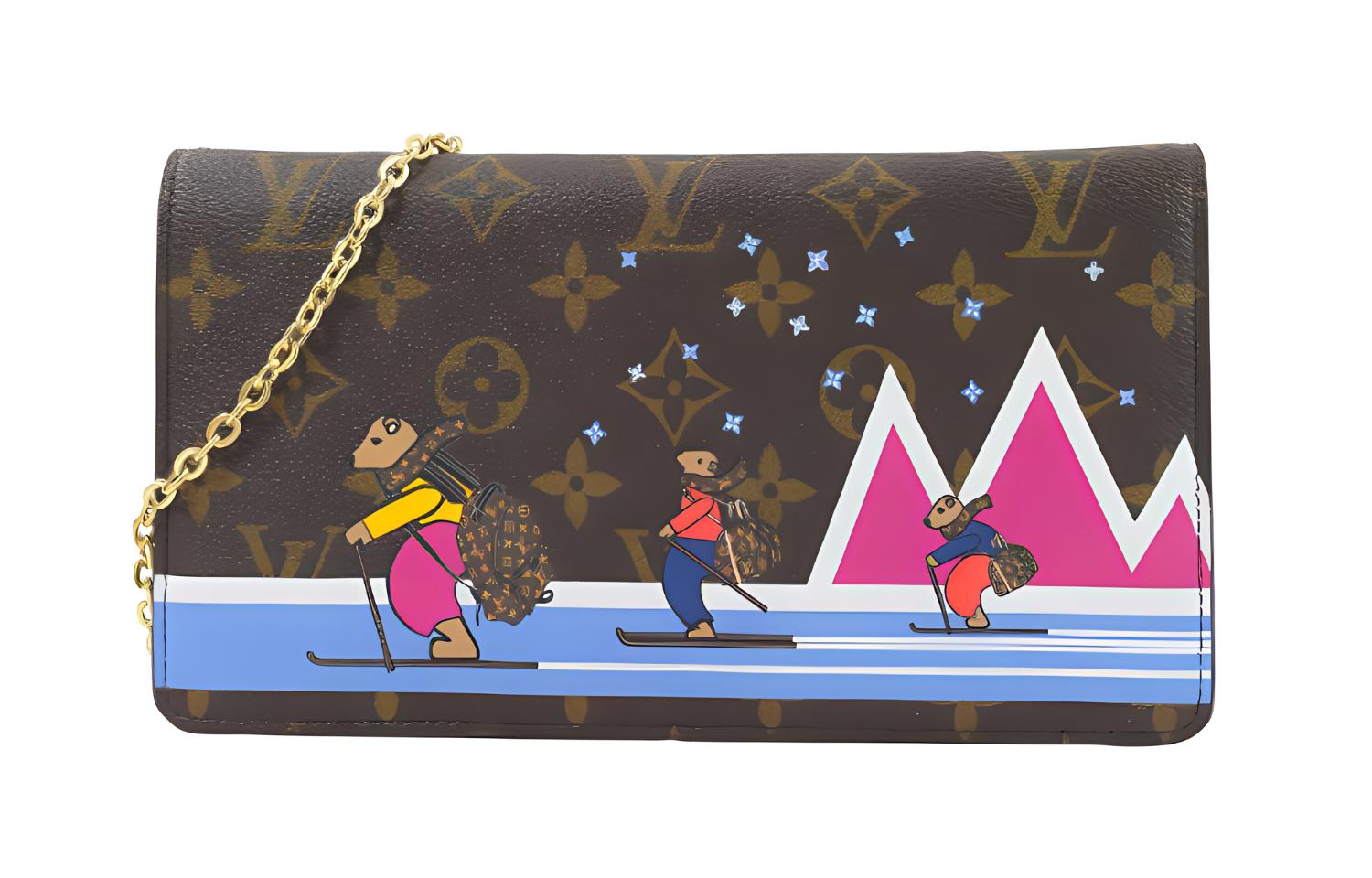 

Сумка для выходных Monogram Illustre с рождественским мишкой в коричнево-розовых тонах LOUIS VUITTON