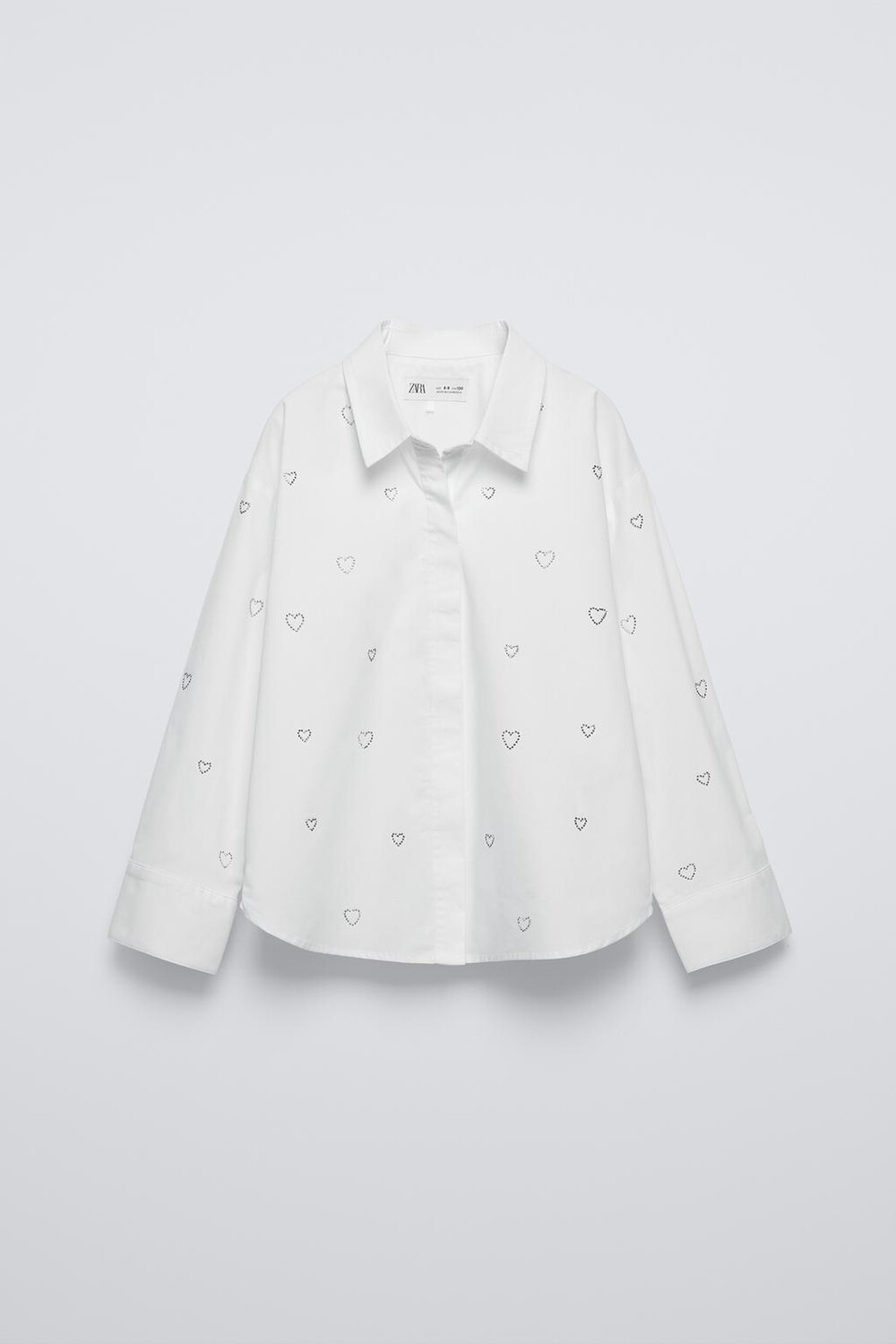 

Рубашка с сердцем из страз ZARA, белый