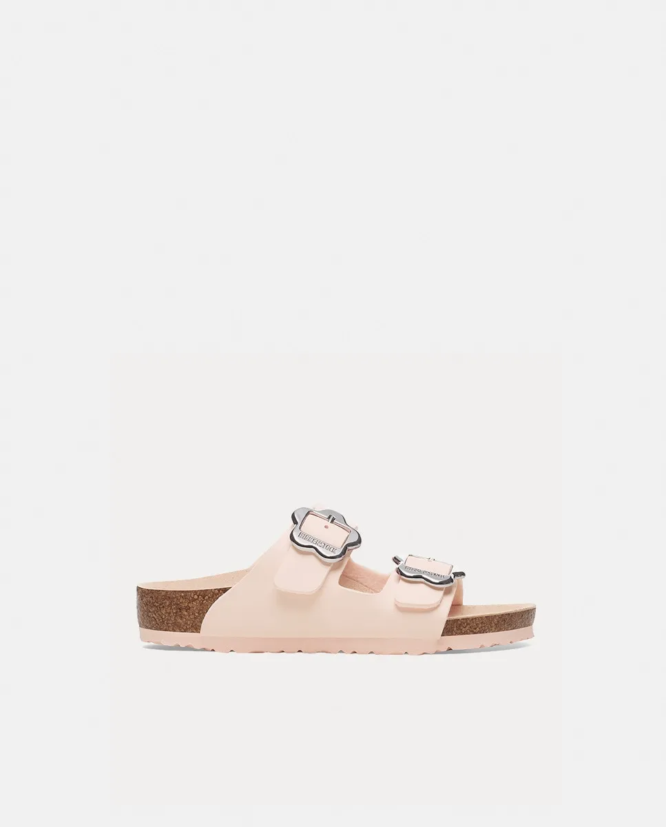 

Arizona Детские сандалии Birko Flor с пряжкой цветок Birkenstock, пастельно-розовый