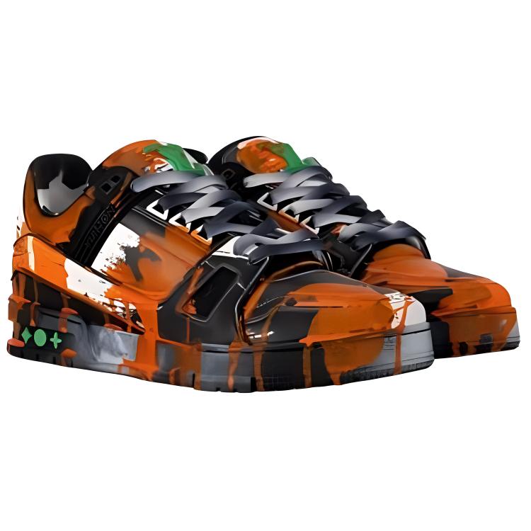 Кроссовки для скейтбординга Low-Top Unisex черные с оранжевым LOUIS VUITTON — фото 4