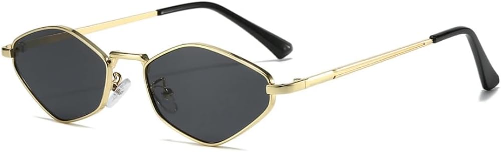 

Модные солнцезащитные очки-ромбы для женщин, маленькие, в форме «кошачий глаз», в металлической оправе, винтажный элегантный градиент, защита от УФ-излучения UV400 VVTWSSW, Golden Black