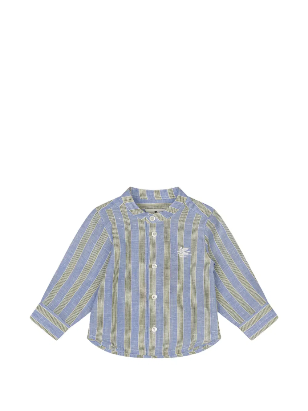 Полосатая рубашка с вышивкой «Пегасо» Etro Kids, синий