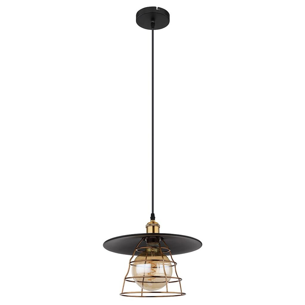 

Подвесной светильник, черная латунь, металл, абажур, D 30 см. Globo Lighting, золото