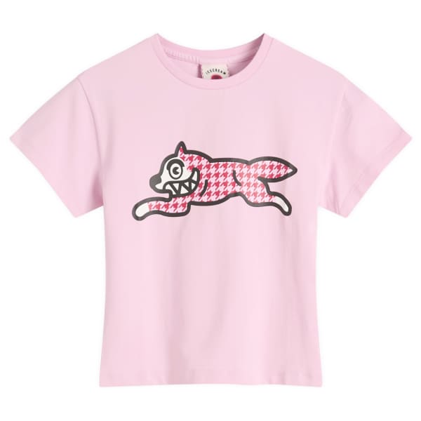 

Детская футболка с рисунком «гусиная лапка» и бегущей собакой Icecream, розовый