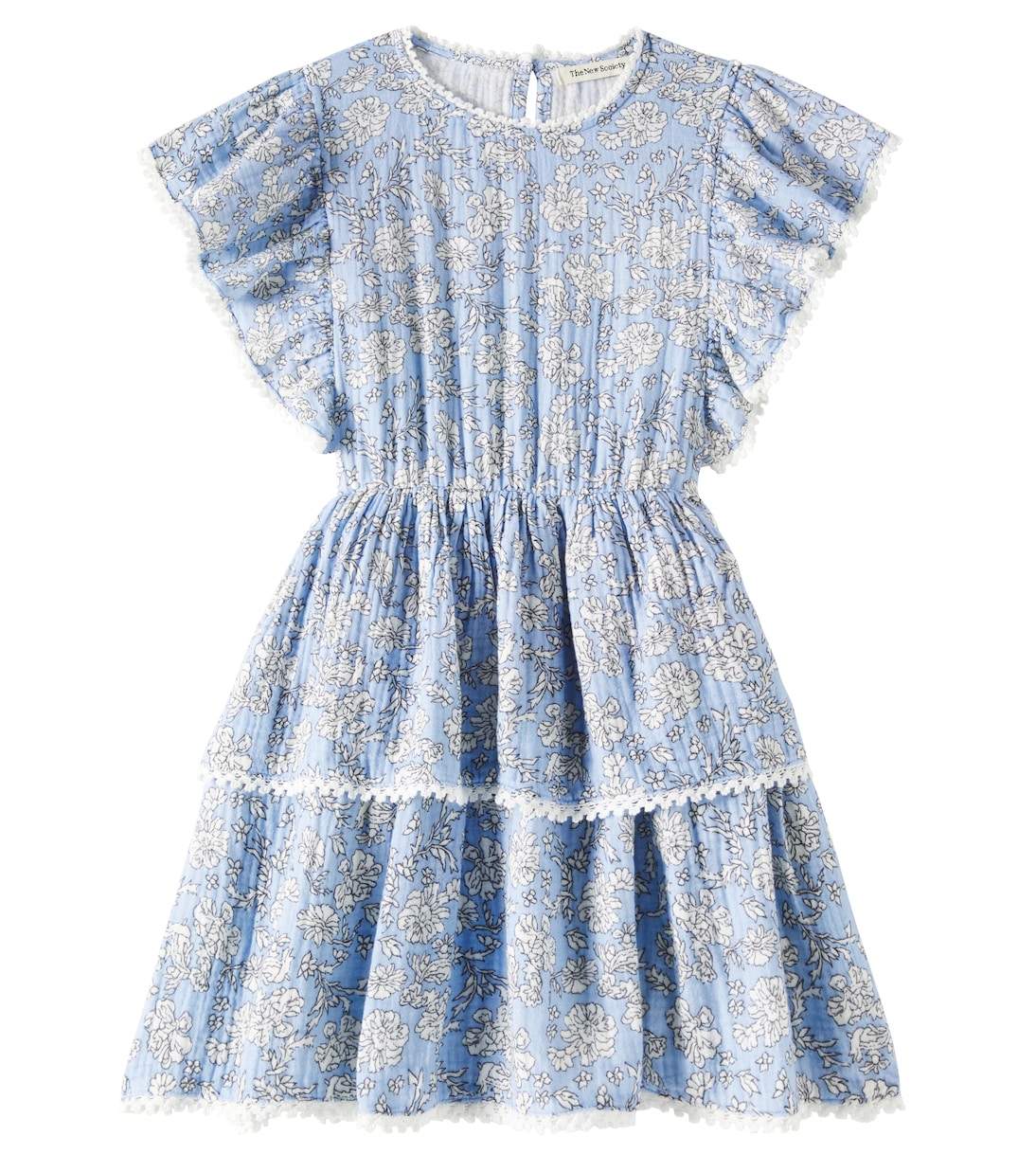 

Платье Мелины из хлопкового муслина с цветочным принтом The New Society, Peony Powder Blue Print