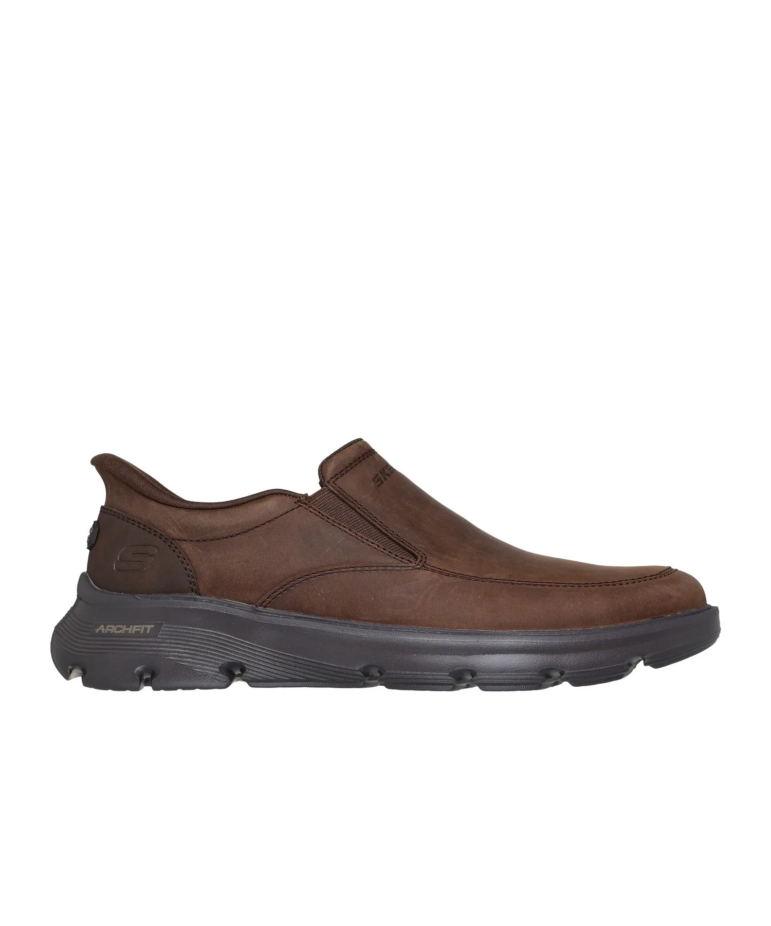 Мужские ботинки без шнуровки с Arch Fit SKECHERS Hands Free Slip-ins Relaxed Fit Galuza - Umar темно-коричневые — фото 4