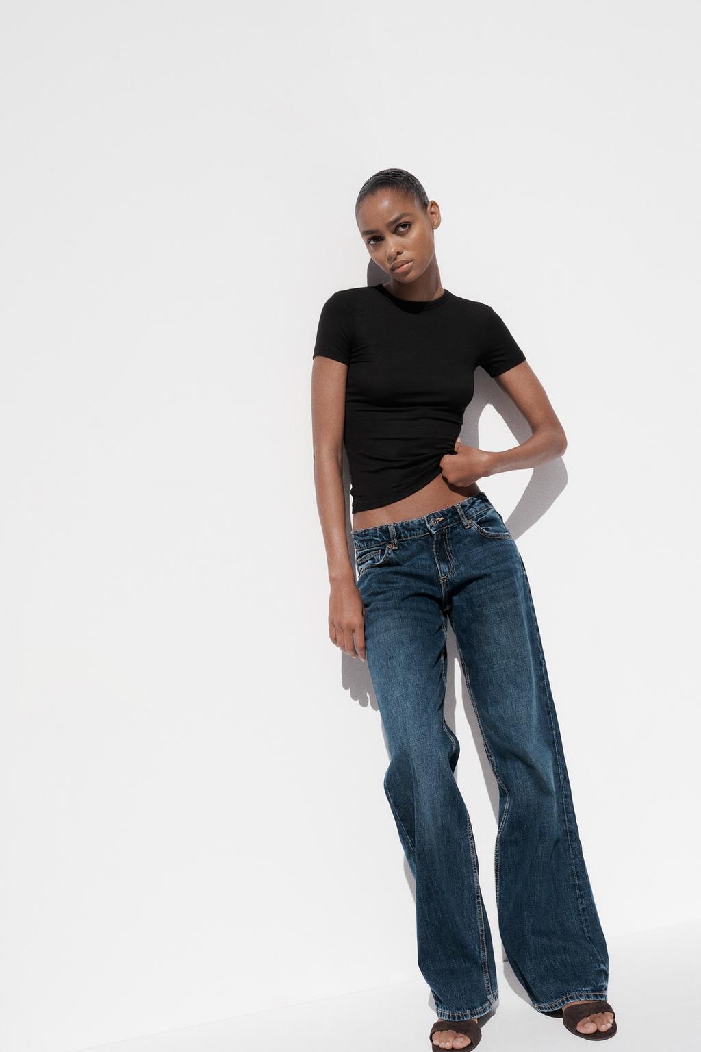

Футболка из вискозы с коротким рукавом ZARA, черный