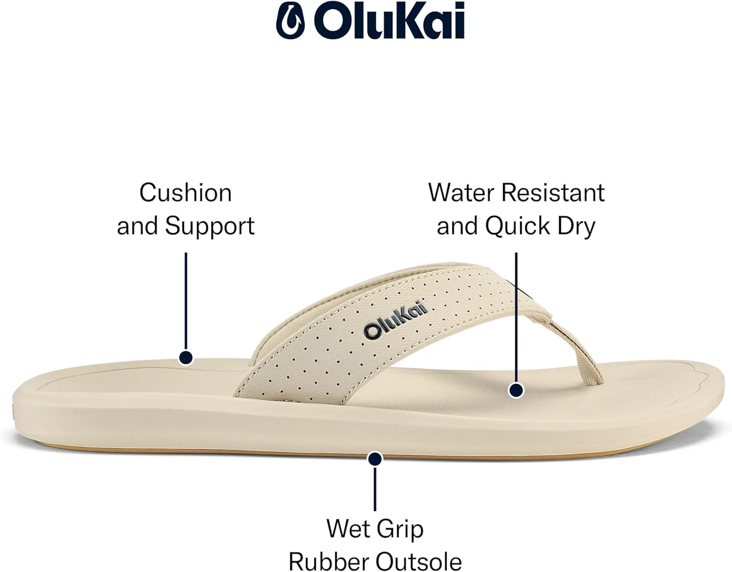 Мужские пляжные сандалии OLUKAI Ki'i, быстро сохнущие шлепанцы, водостойкие и легкие, с литой стелькой и ультракомфортной посадкой — фото 2