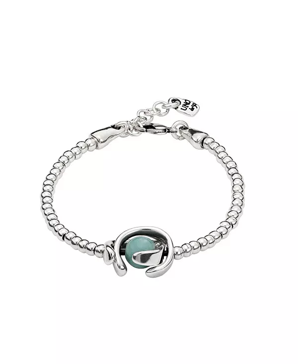 

Однорядный эластичный металлический браслет с двумя лунными бусинами Unode50, silver