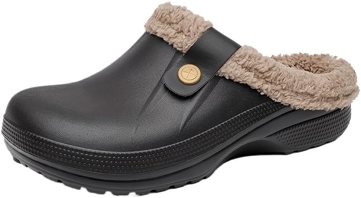 

Уютные тапочки FmShi больших размеров, противоскользящие, без шнурков, для дома, зимняя обувь для мужчин, сабо с пушистой подкладкой для любителей, черный/серый