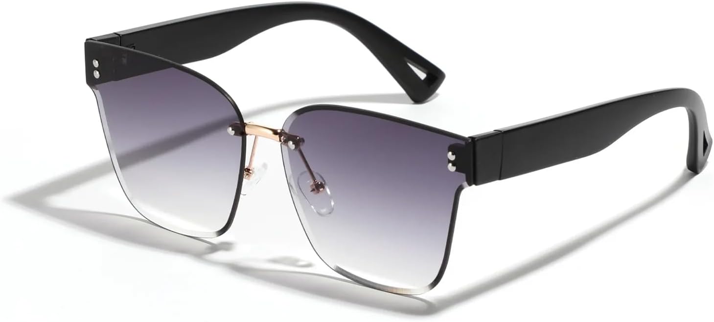 

Ретро-модные панк-солнцезащитные очки без оправы для женщин и мужчин, классические винтажные, большие, с защитой от УФ-излучения UV400, для использования на открытом воздухе VFDHN, Gray