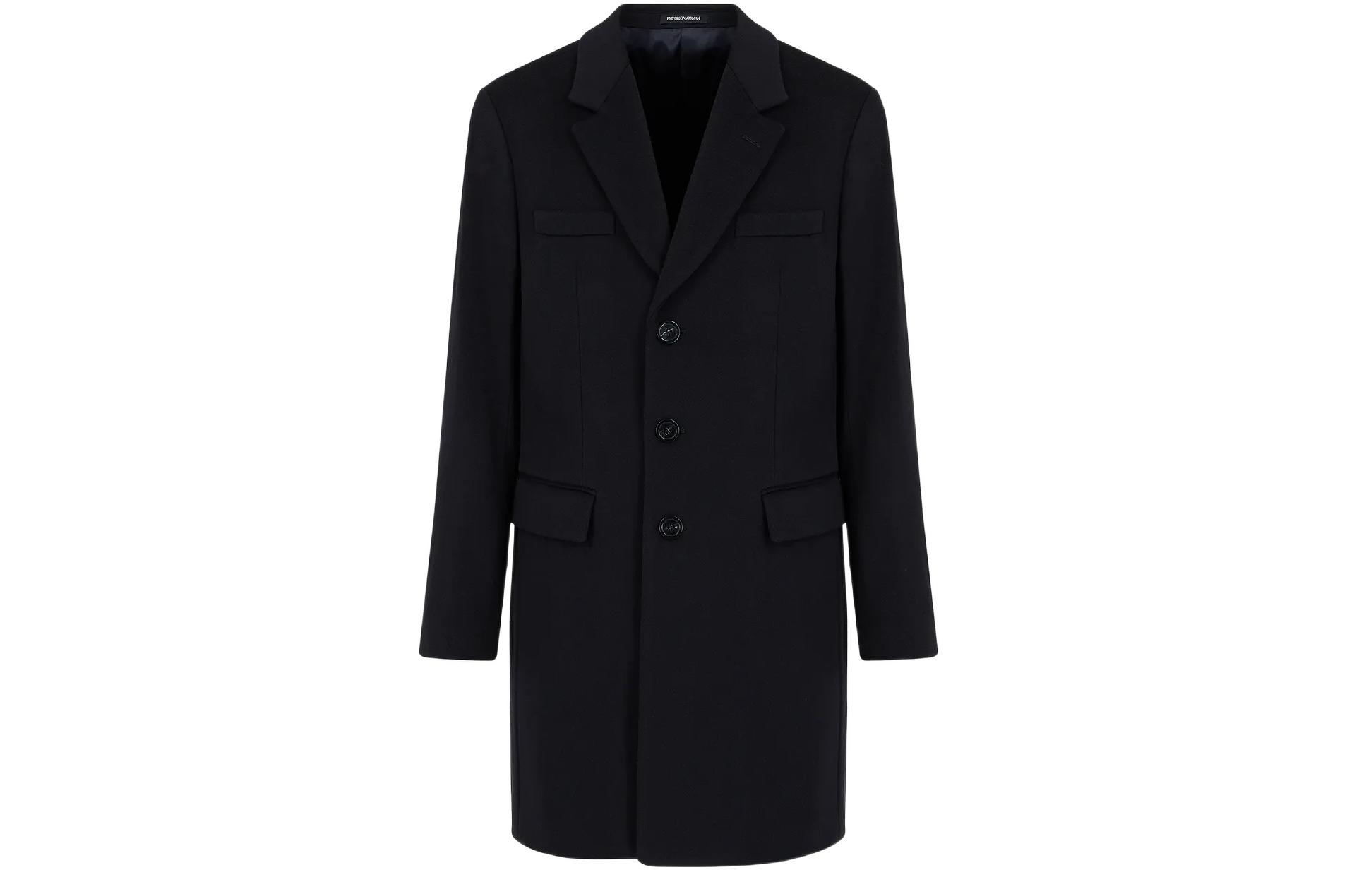 

EMPORIO ARMANI Пальто с лацканами из бобрового кашемира, Dark Blue