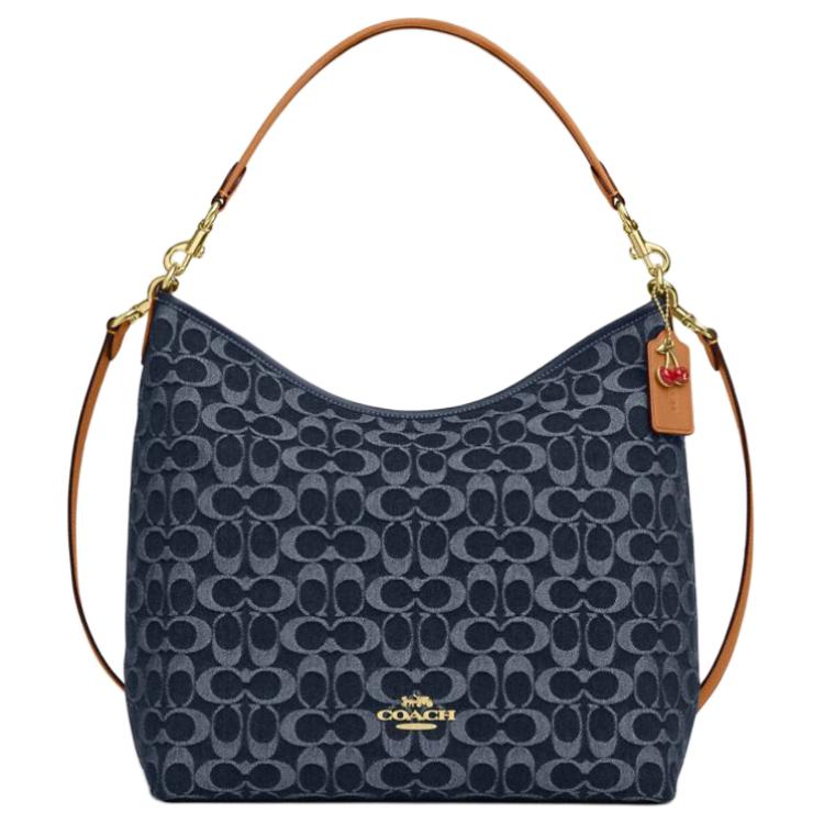 

COACH Льняная сумка через плечо на одно плечо большого размера женская джинсовая синяя