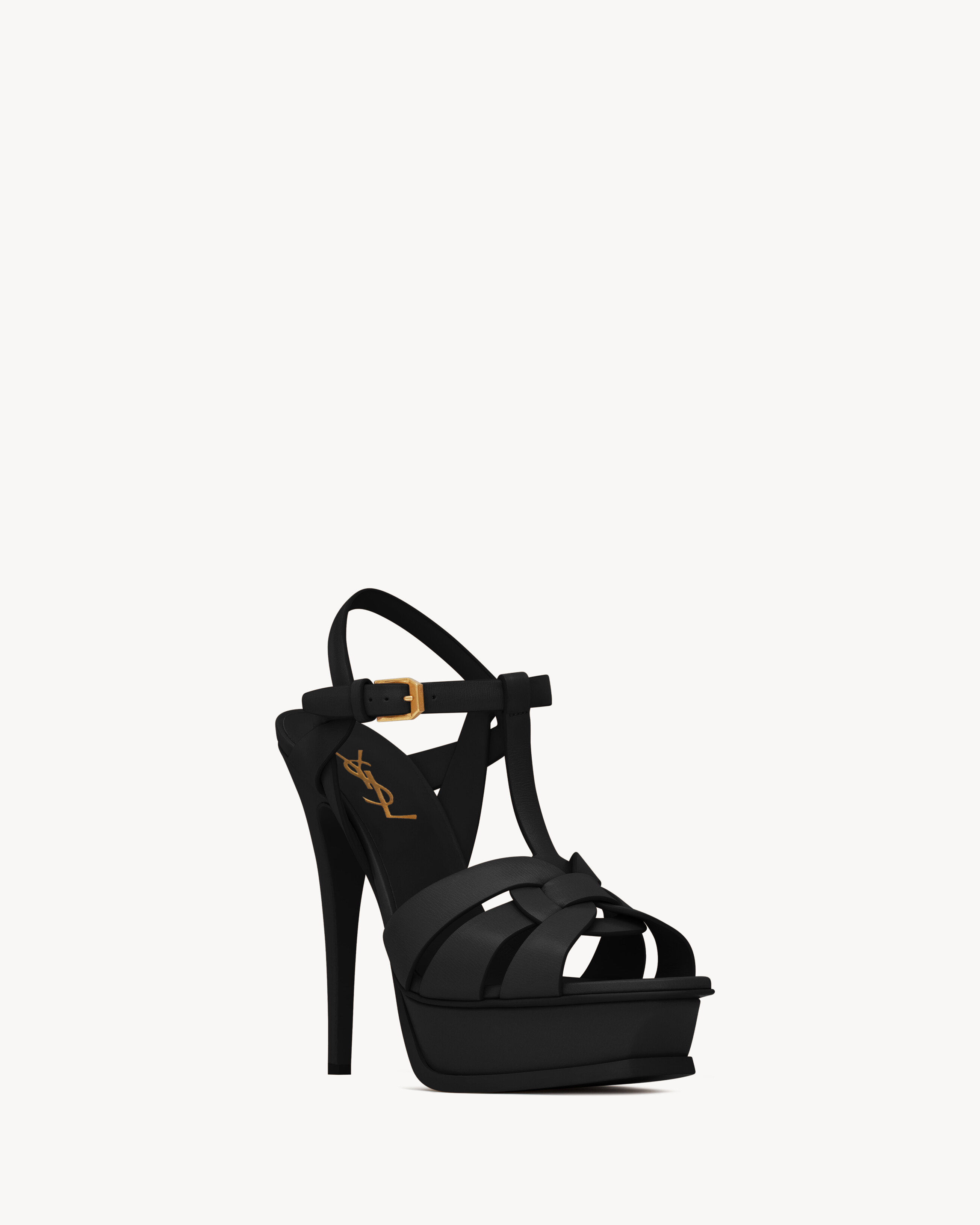 Босоножки на платформе TRIBUTE из гладкой кожи Saint Laurent, черный — фото 3