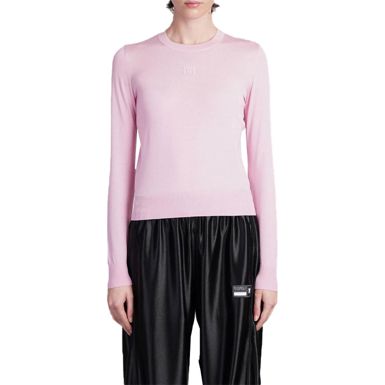 Футболка с воротником-гольф от Alexander Wang, розовая — фото 2