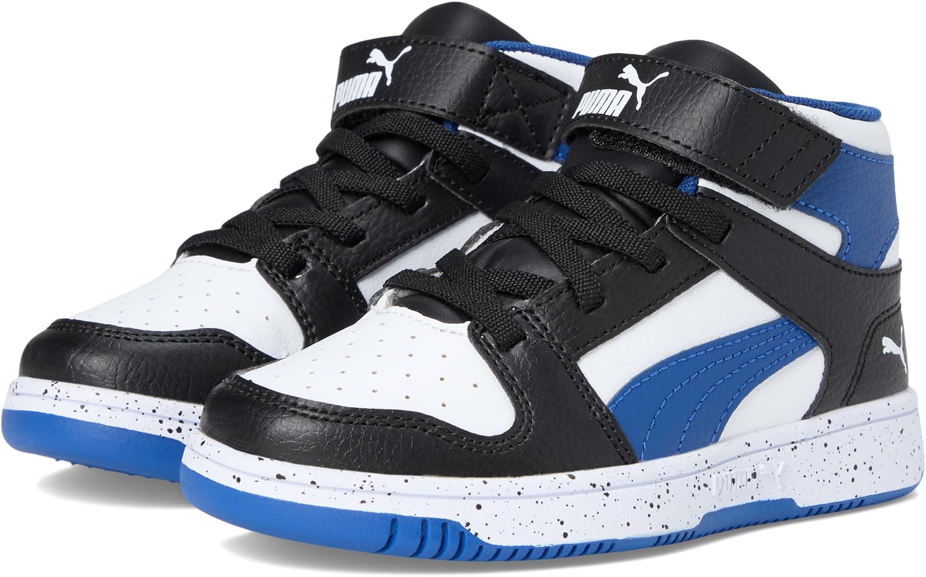 

Кроссовки PUMA Kids Rebound Layup Mid Hook And Loop Shoes, Black/Pro Blue/White