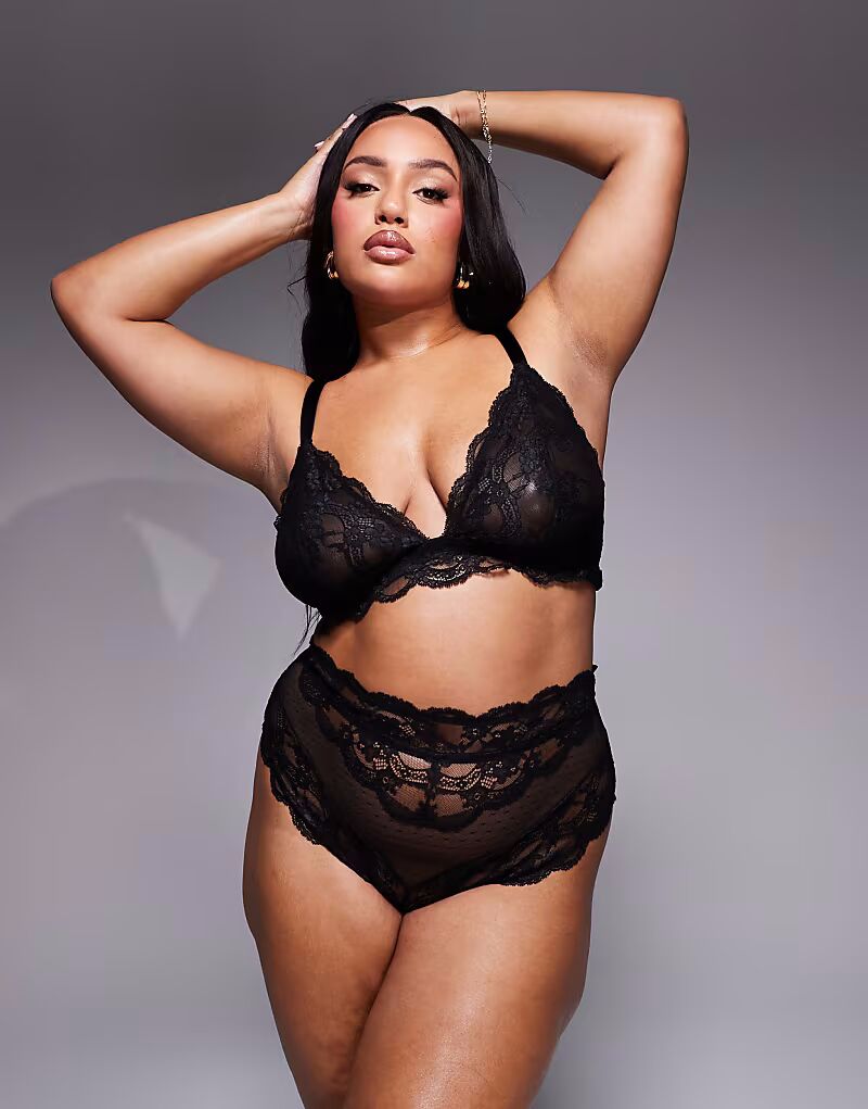 

Кружевные трусики Curve Lola с высокой талией ASOS DESIGN черного цвета