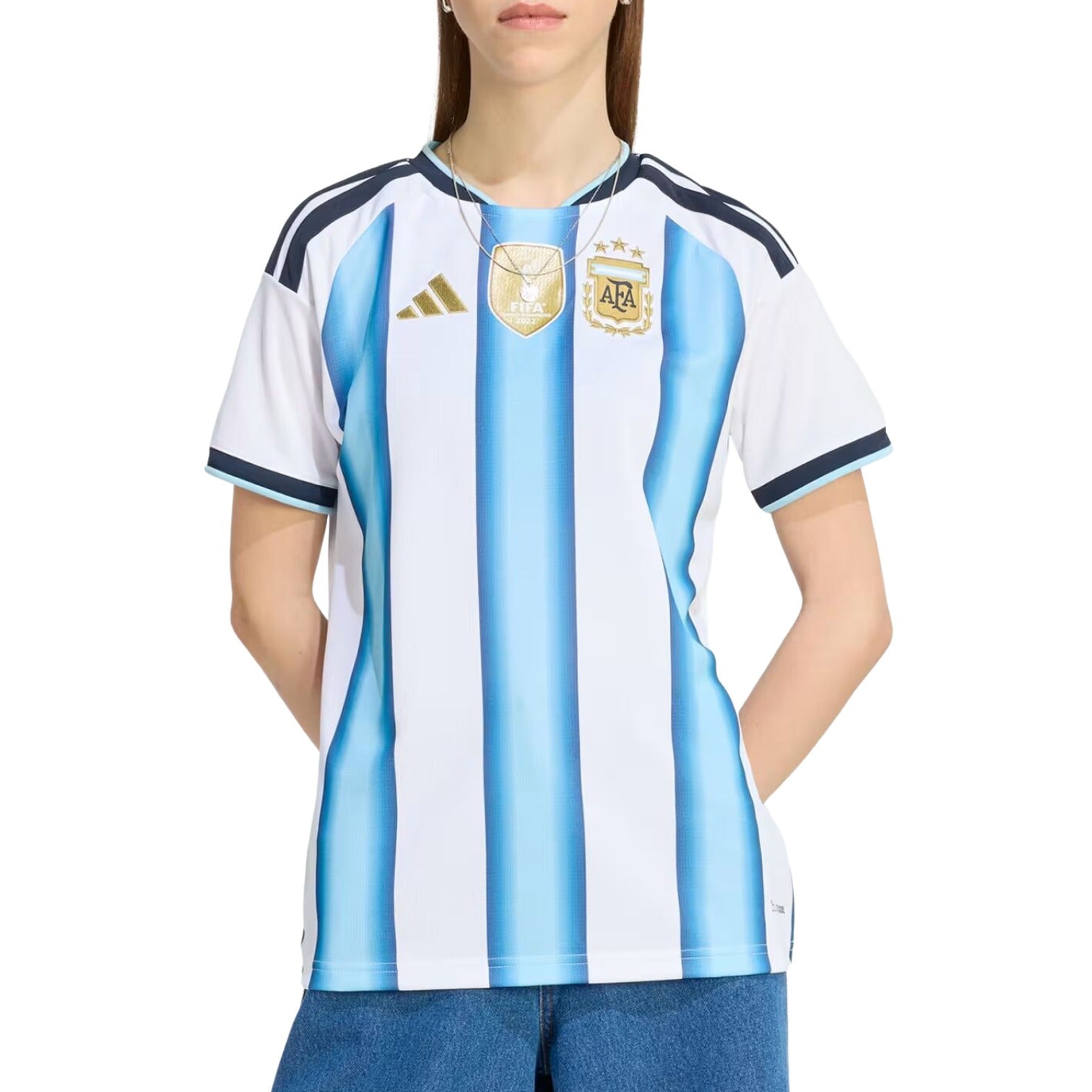 (WMNS) Домашняя футболка сборной Аргентины adidas, размер 26, цвет «Белый, ледяной, светло-голубой» — фото 3