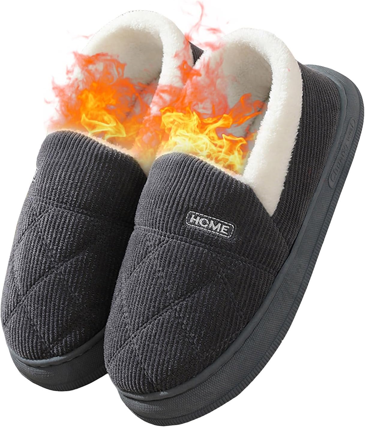 

Домашние тапочки для женщин и мужчин с меховой подкладкой, уютные и теплые, пушистые тапочки с эффектом памяти, мягкие тапочки на молнии для спальни, для дома и улицы Generic, серый