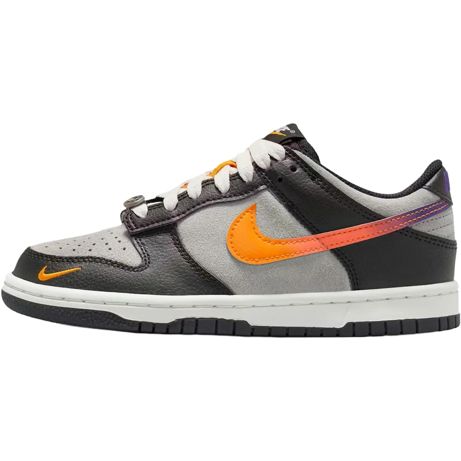 

Nike Dunk Low top Kids' Skateboarding Shoes Gray Black Orange Teenagers