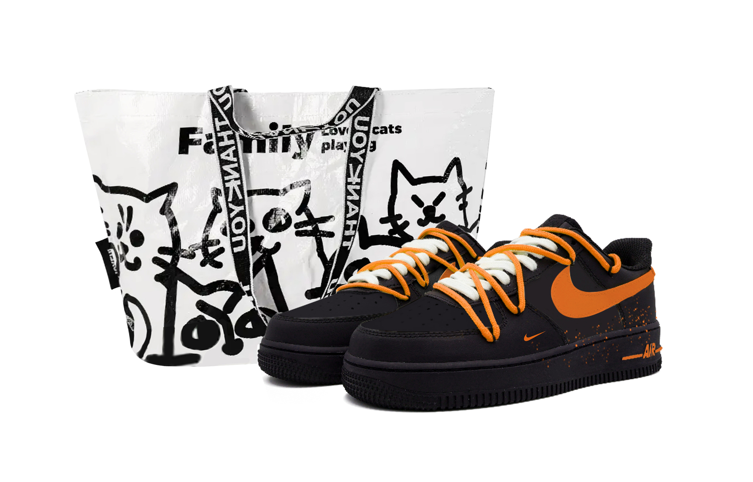 

Nike Кроссовки Air Force 1 для скейтбординга унисекс низкие черно-оранжевые, цвет Black Orange