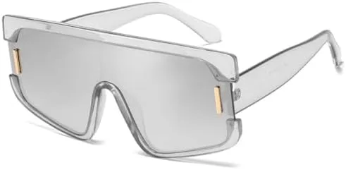 

Крупные квадратные солнцезащитные очки для женщин, модные цельные солнцезащитные очки в винтажном стиле, сине-серые оттенки, панк-очки MTZJH, Silver Mirror