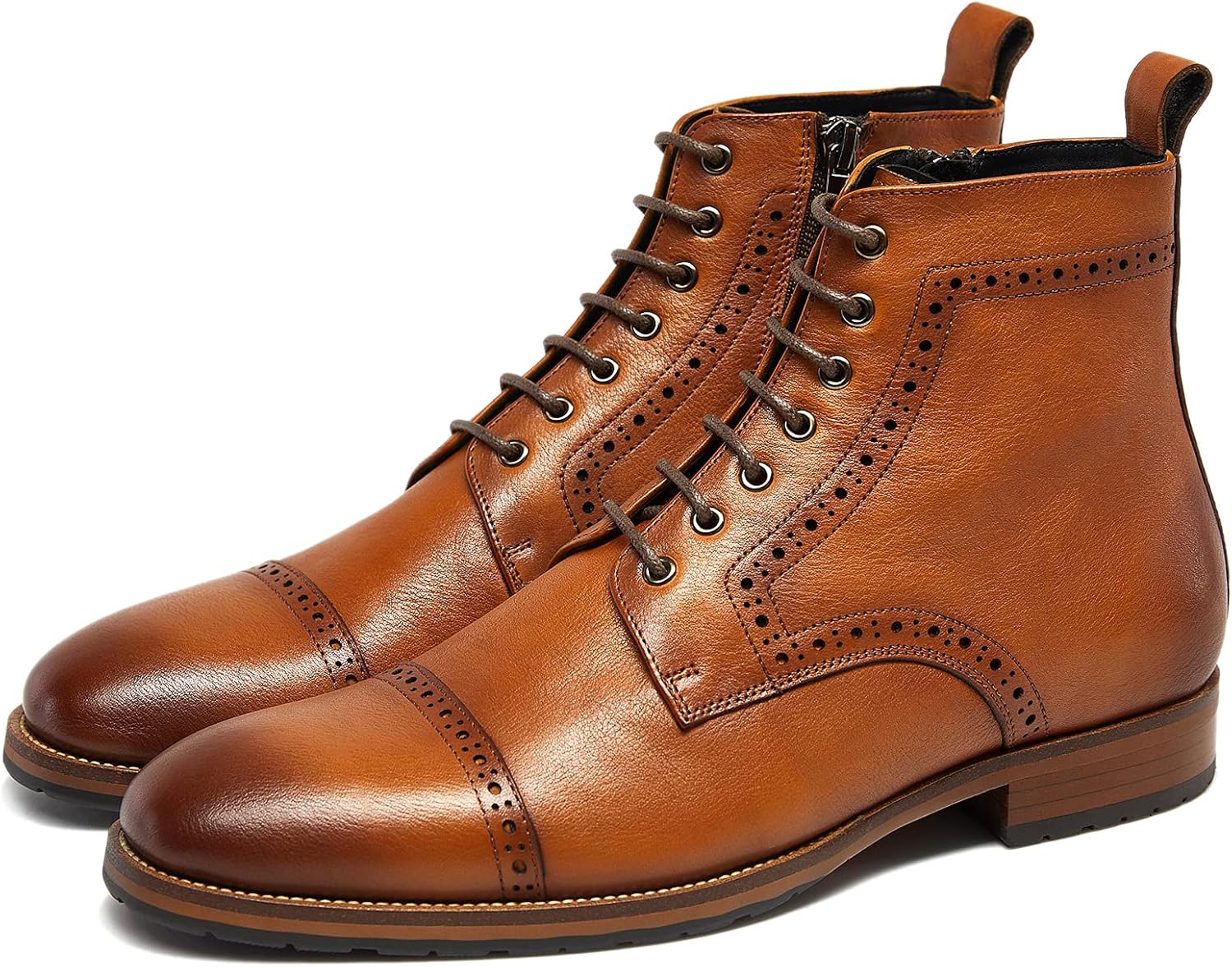 

Мужские мотоциклетные ботинки из натуральной кожи, боевые, повседневные, классические ботинки для мужчин Dockorio, коричневый