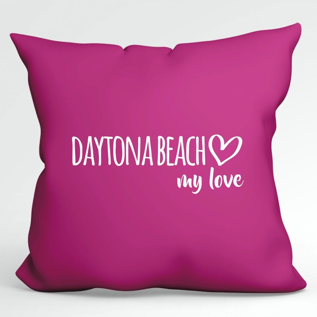 

Huuraa Pillow Daytona Beach my love декоративная подушка с наполнителем размером 40x40см цвета фуксии для всех поклонников Дейтона-Бич США идея подарка для друзей и семьи Hellweg Druckerei