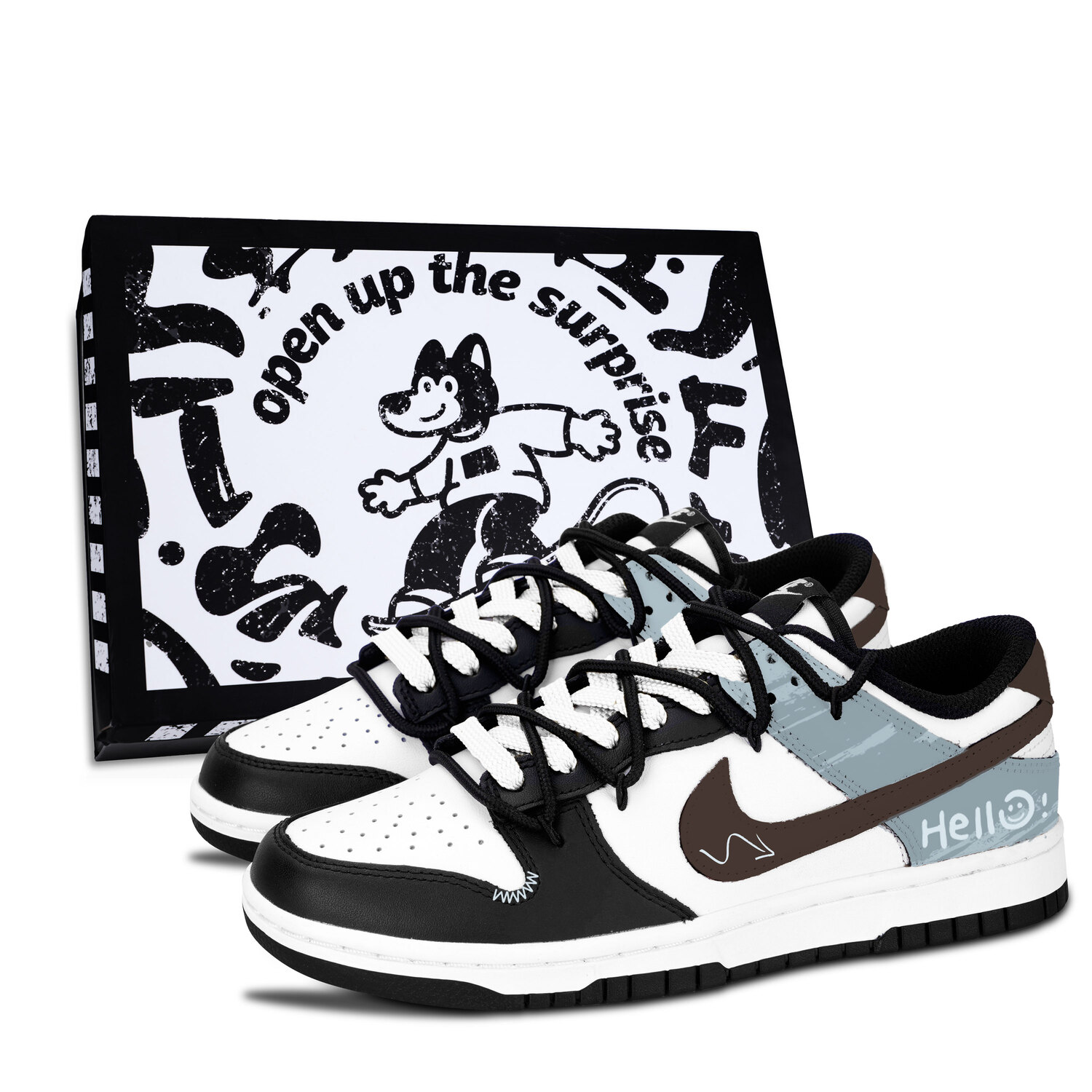 

Nike Кроссовки для скейтбординга Dunk Black White, легкие и элегантные, износостойкие, низкие, унисекс