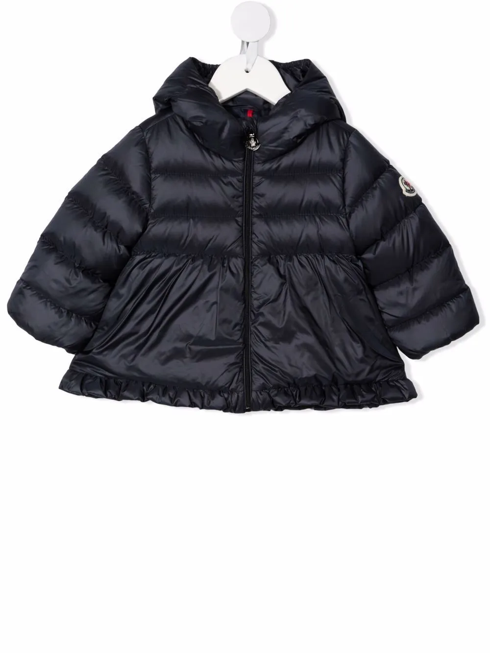 Расклешенный пуховик Moncler Enfant, синий — фото 2