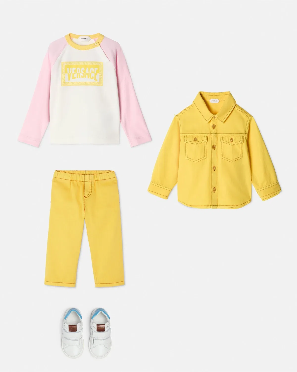 Футболка из хлопкового трикотажа с принтом Kids Versace, белый — фото 2
