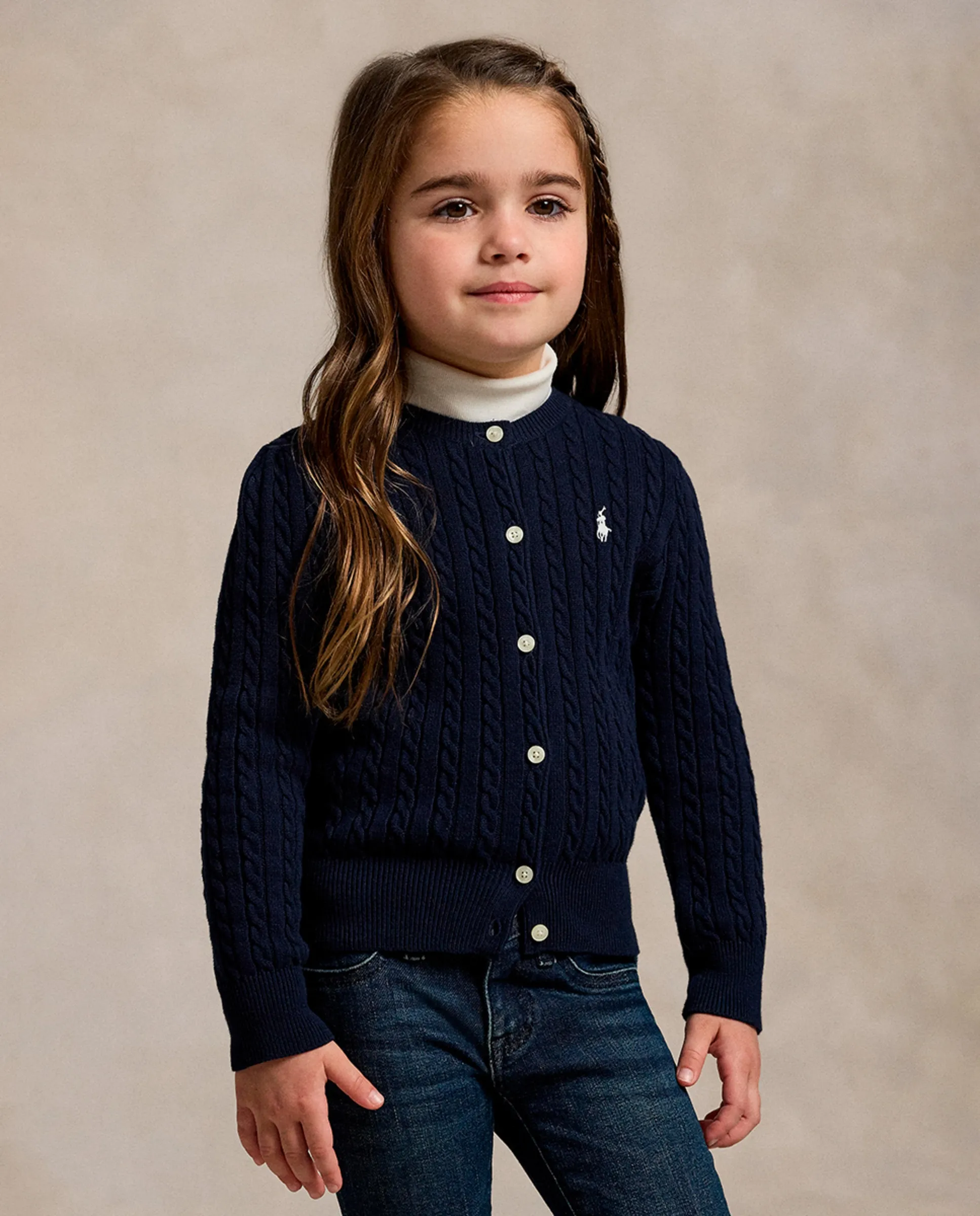 

Детский кардиган из хлопка с узором "восьмерки" Polo Ralph Lauren, темно-синий